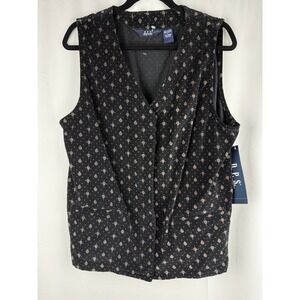 NWT D.P.S. New York Vintage Velvet Vest Diamond Print‎ Sleeveless Career 90s L